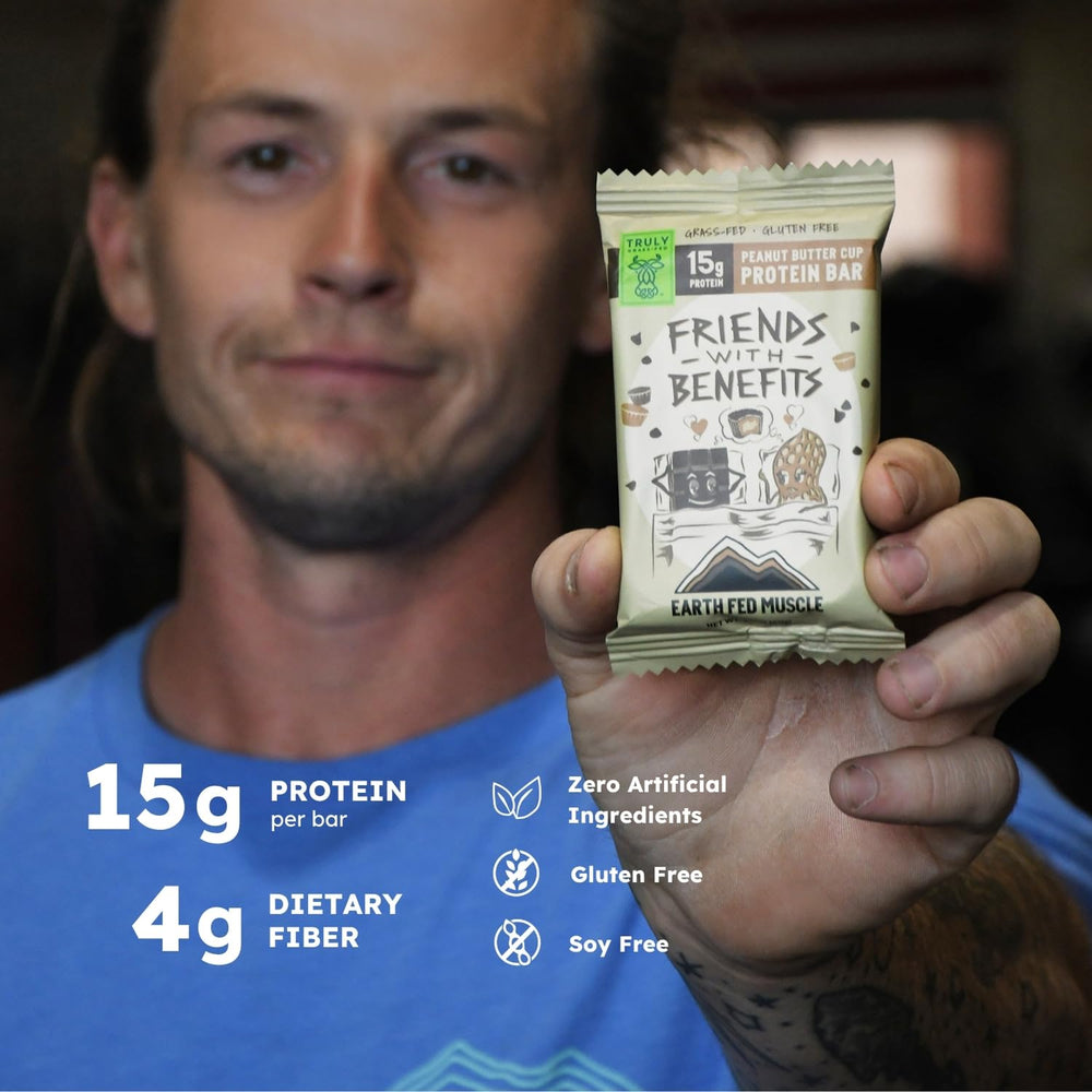 Earth Fed Muscle bar provides 15g grass-fed whey protein per serving