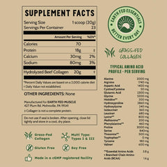 Earth Fed Muscle collagen powder on kitchen counter signals gluten-free keto-friendly protein option.