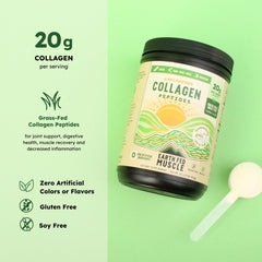 Earth Fed Muscle collagen powder scoop highlights convenient, clump-free mixing.