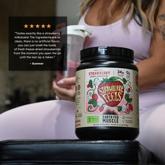 Earth Fed Muscle dried strawberries detail: real fruit flavor without artificial additives.