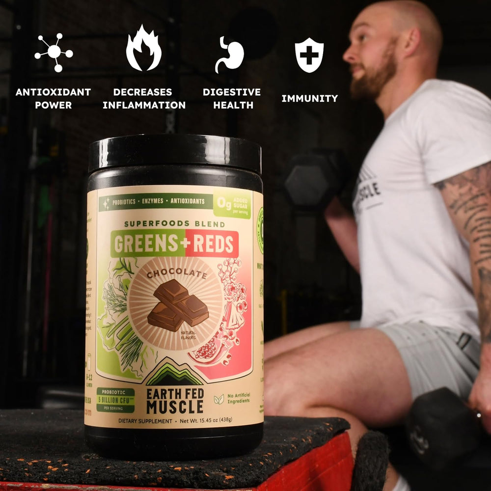 Earth Fed Muscle five-billion-cfu probiotics promoting gut-friendly balance.