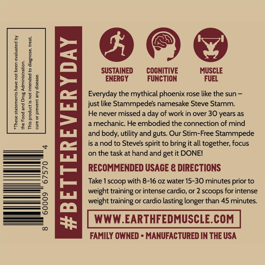 Close-up of Stammpede Sour Cherry packaging emphasizes vegan, caffeine-free option