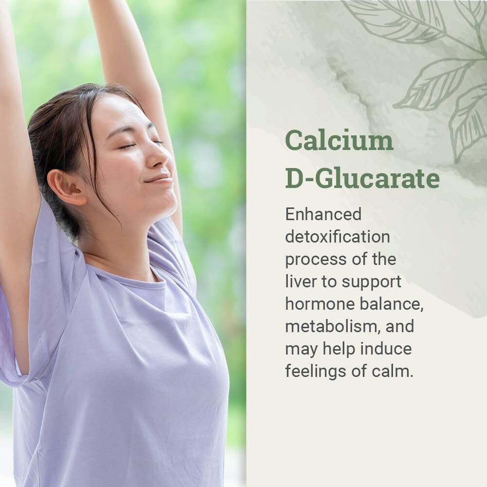 Earth Harmony Calcium D-Glucarate capsules close-up highlighting high-strength detox support.