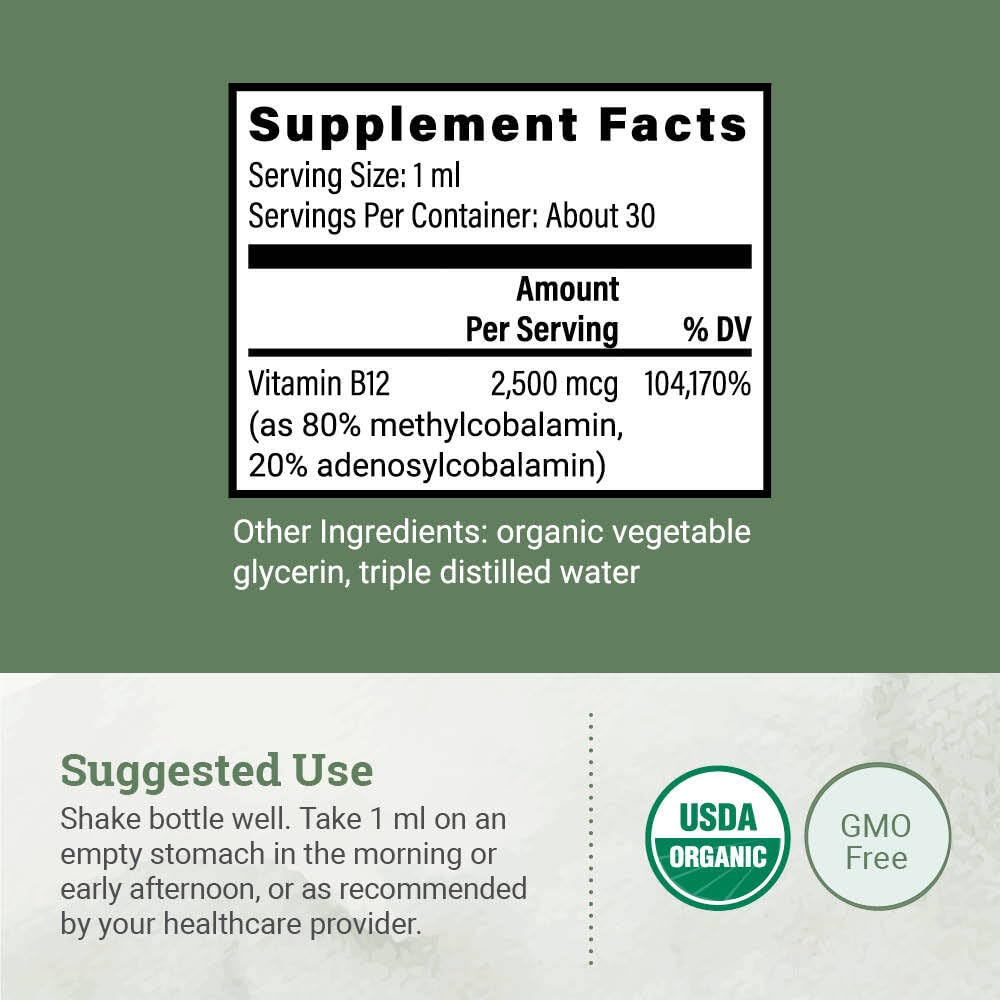 Earth Harmony Naturals USDA Organic B12 liquid formula with natural glycerin taste