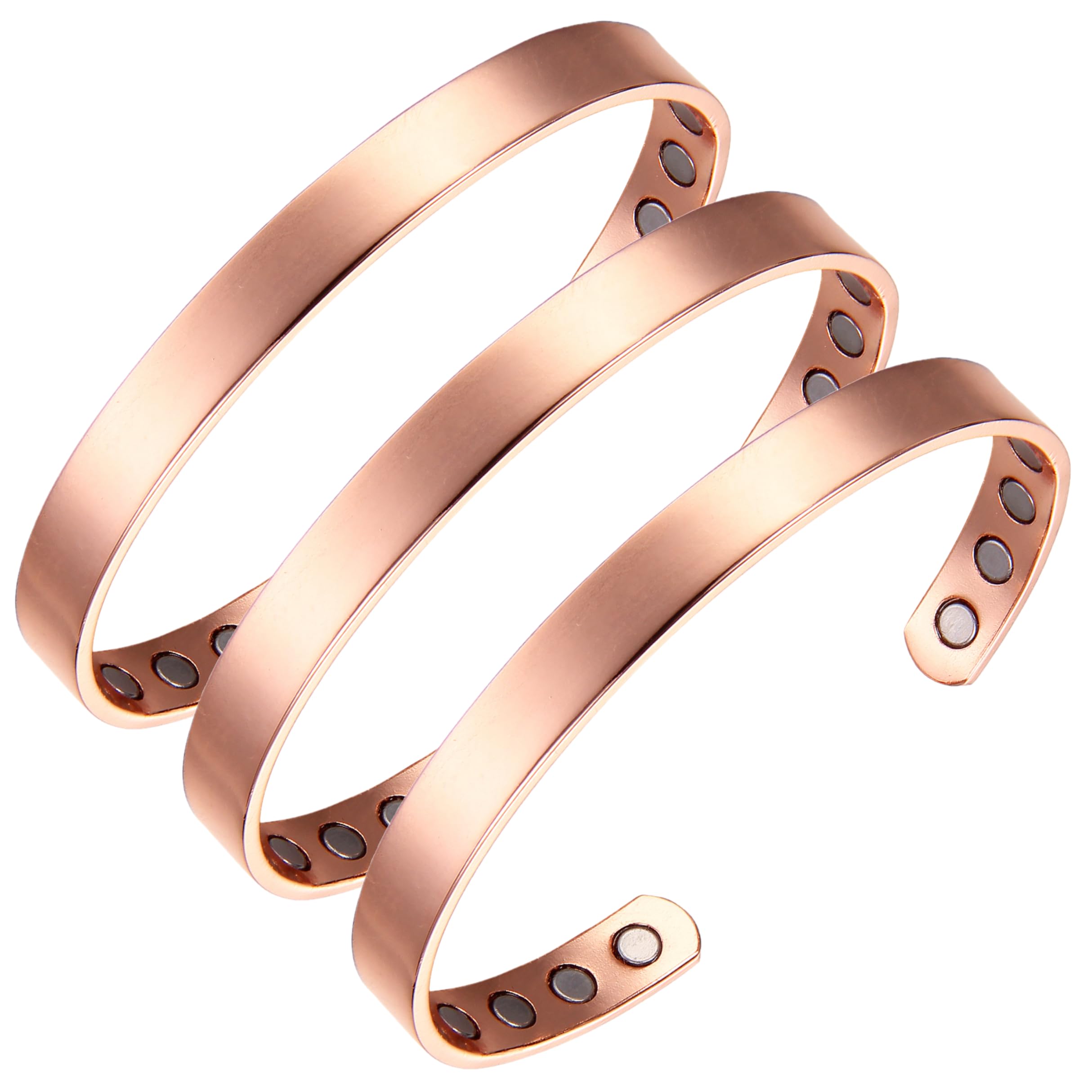 Earth Therapy copper bracelet close-up showing smooth ridged surface for durable daily wear