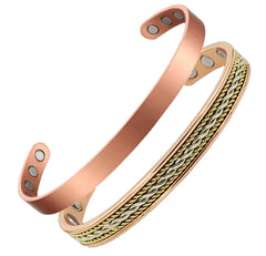 Earth Therapy copper magnetic bracelet closeup shows braided rope design for everyday elegance.