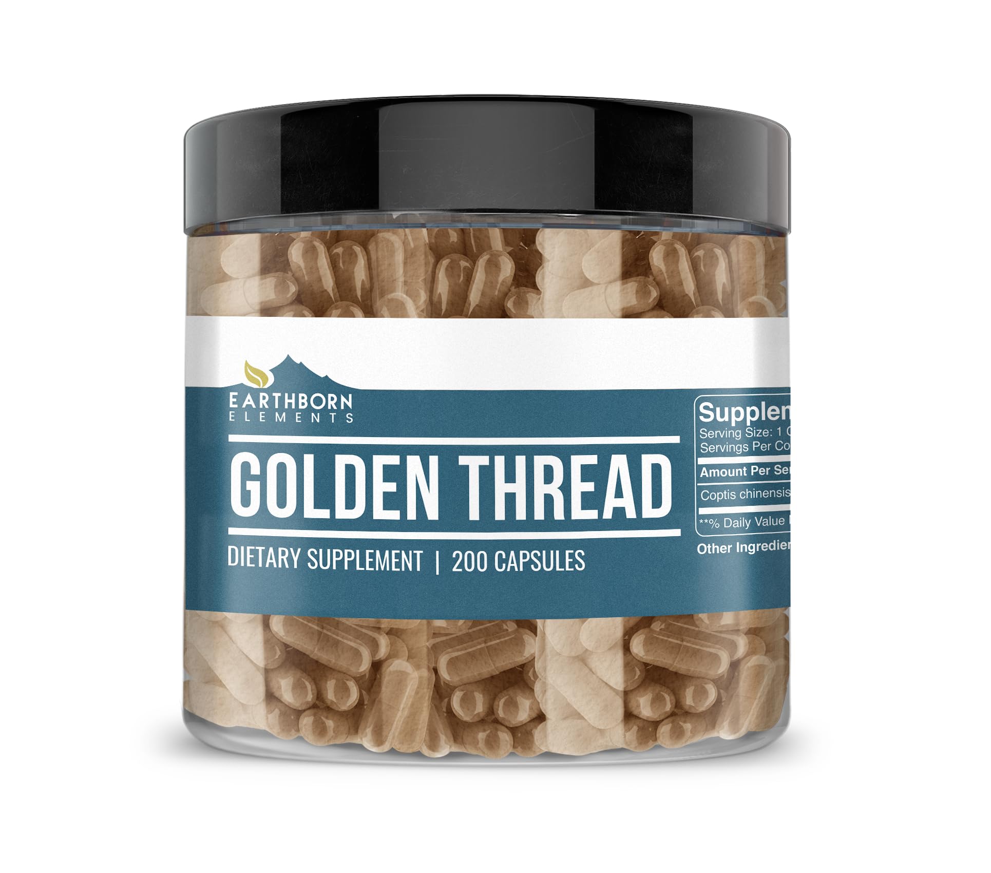 Earthborn Elements Golden Thread bottle for daily, easy-to-take capsules.