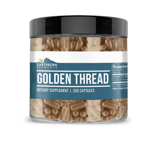 Earthborn Elements Golden Thread bottle for daily, easy-to-take capsules.