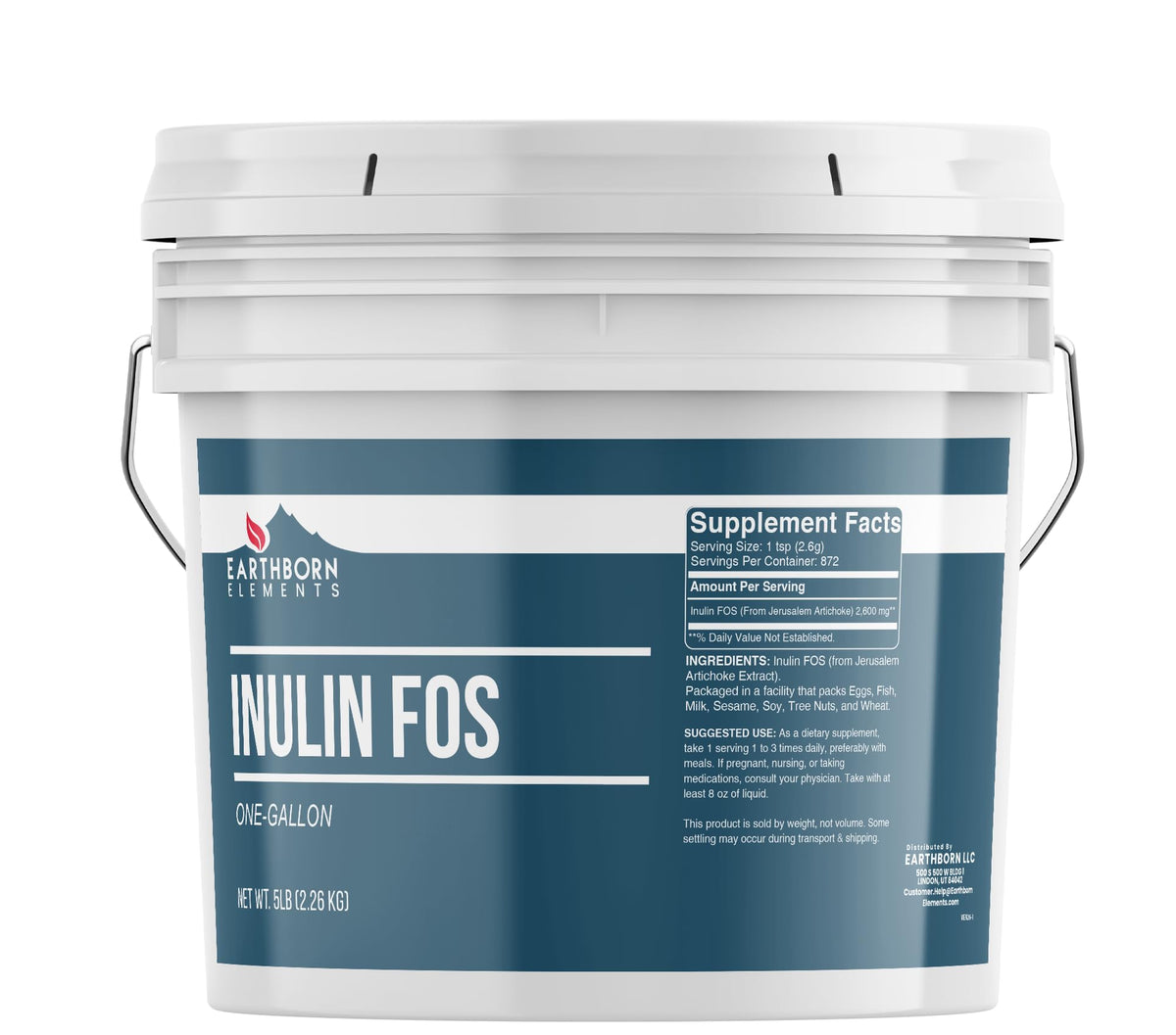 Earthborn Elements Inulin Powder 1 Gallon – smooth texture ideal for effortless mixing.