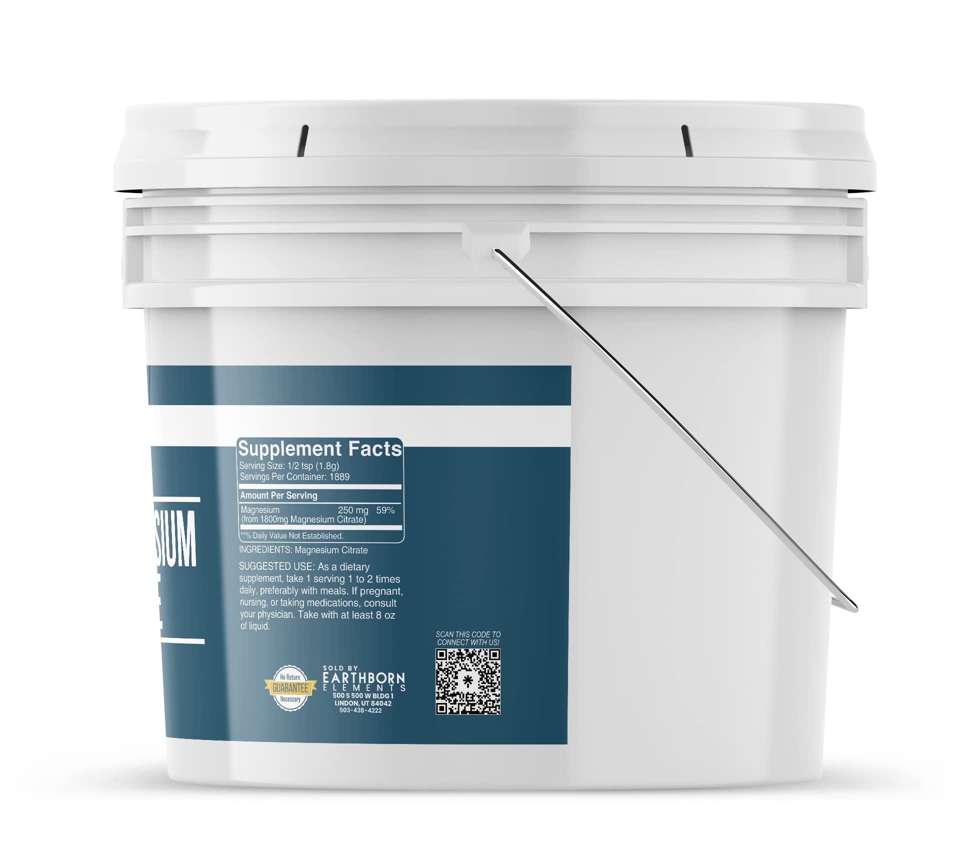 Earthborn Elements magnesium citrate with scoop for precise daily servings.