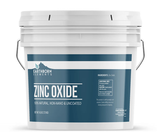 Earthborn Elements Non-Nano Zinc Oxide powder closeup, pure and additive-free for DIY skincare.
