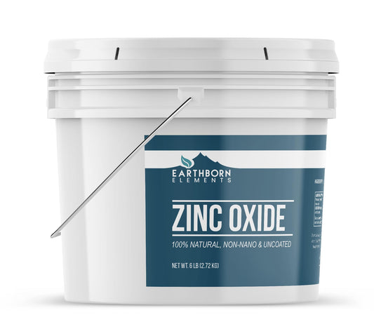 Earthborn Elements zinc oxide powder closeup, ideal for homemade lotions and creams.