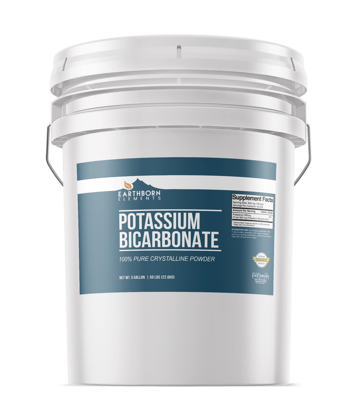 Earthborn Elements Potassium Bicarbonate bucket with pure powder for wine and cheese making.