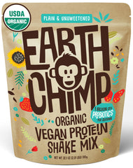 EarthChimp organic vegan protein tub front for plant-based nutrition