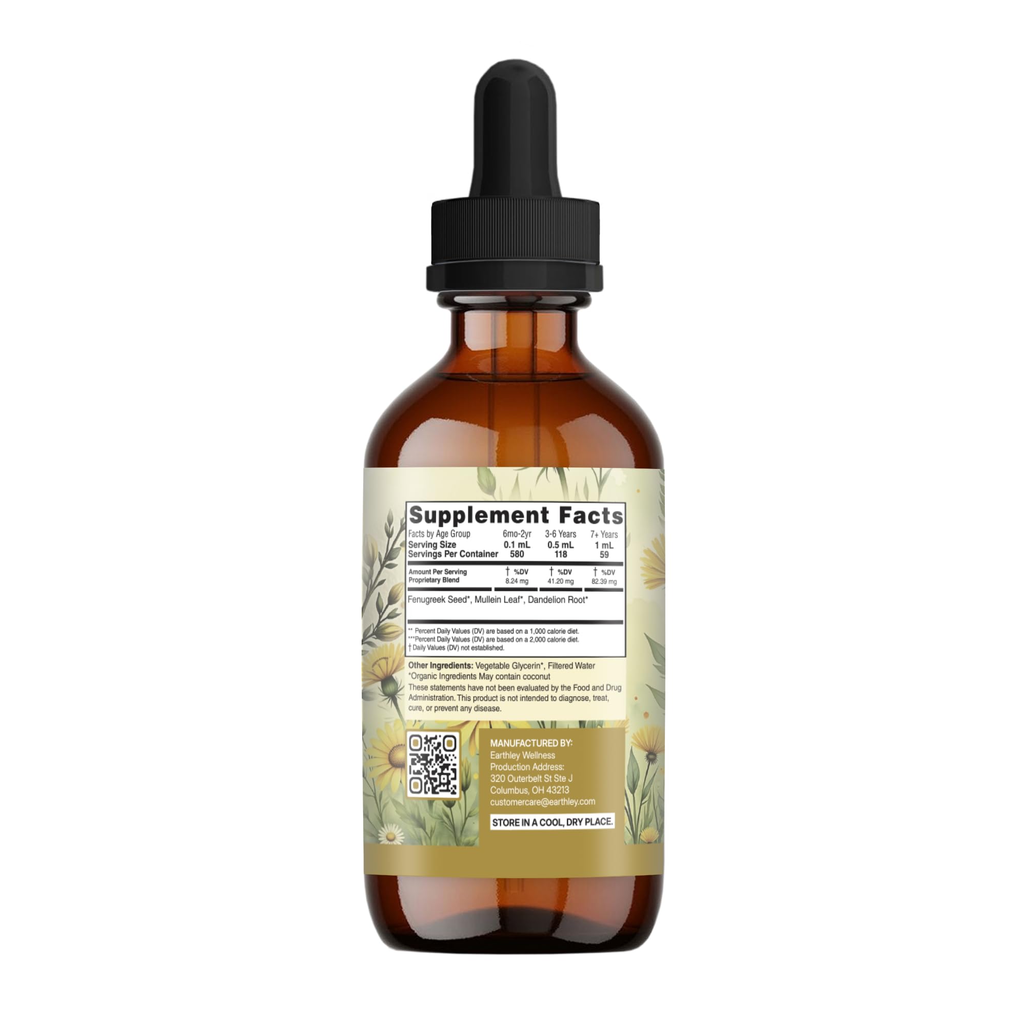 Earthley Wellness Cough-B-Gone dropper ready for easy, precise dosing.