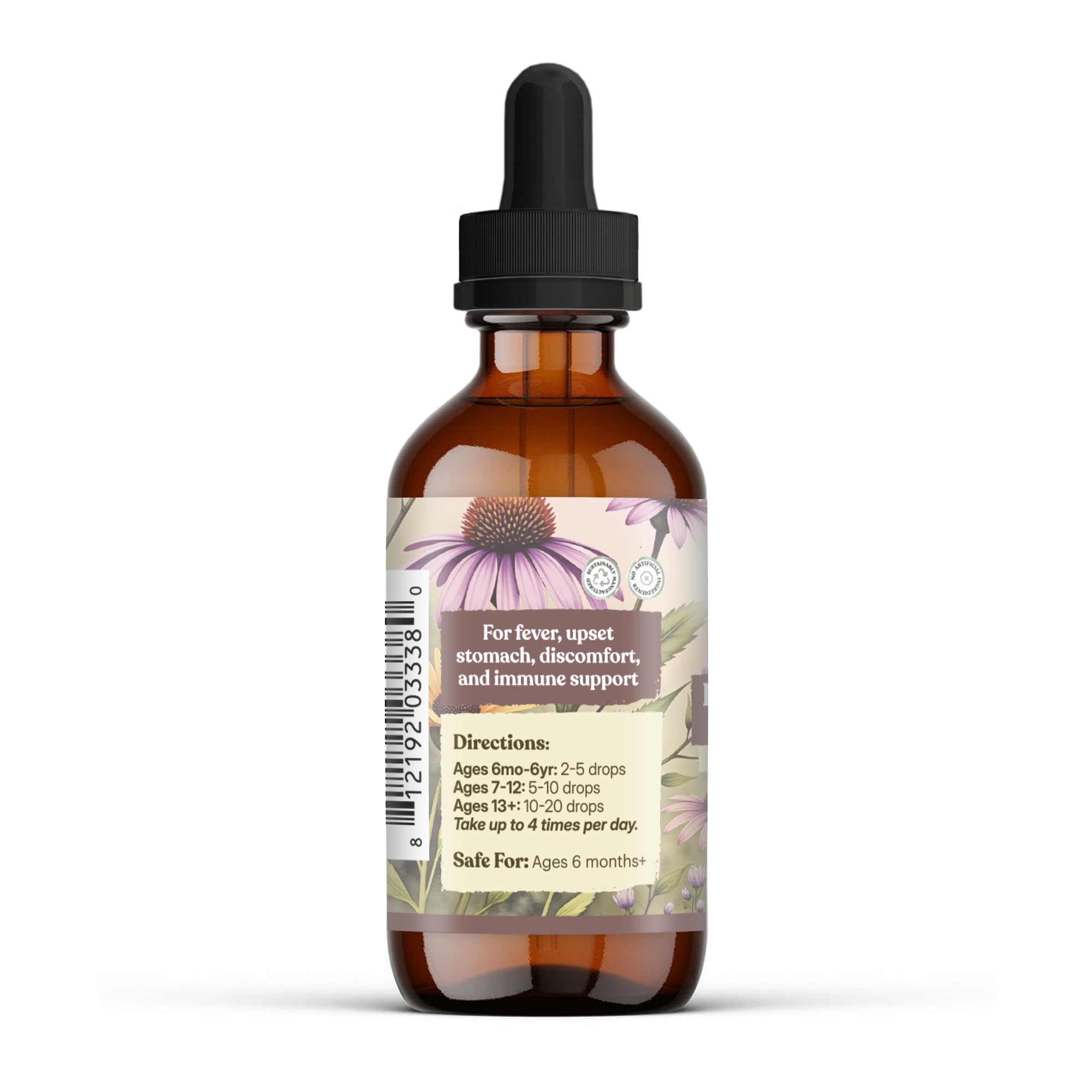 Earthley Wellness Feel Better Fast pour shot demonstrates easy, alcohol-free dosing for kids