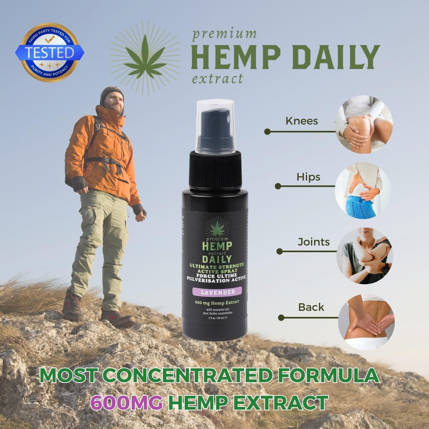 Essential oils blend in Earthly Body Hemp Daily Active Spray
