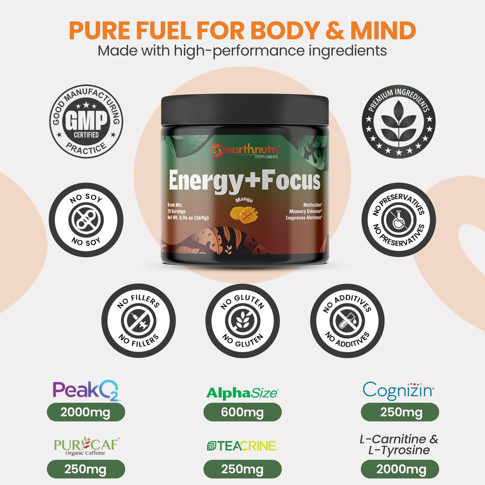 EarthNutri Energy + Focus powder in use by an athlete before training.