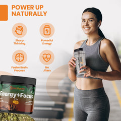 EarthNutri Energy + Focus powder scoop for quick, precise pre-workout mixing.