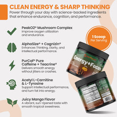EarthNutri Energy + Focus powder shaker cup with ready-to-drink energy mix.