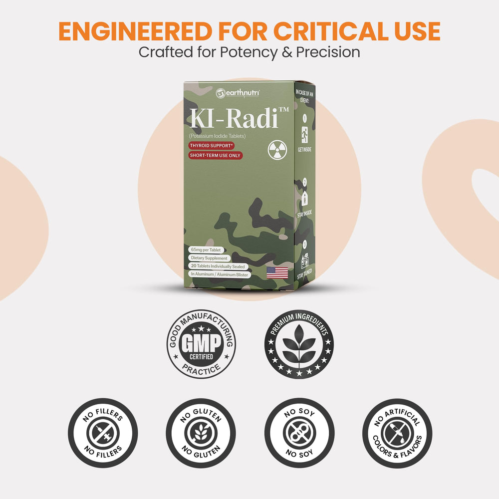EarthNutri KI-Radi included in a home emergency kit for quick access during unexpected events.
