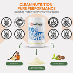 EarthNutri vanilla flavor scoop added to smoothie for protein support and clean nutrition.
