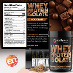 EarthNutri ingredients list highlights organic cocoa and monk fruit.