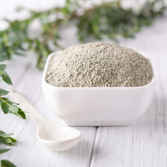 DIY face mask with Earth's Living clay for smoothing and purifying skin.