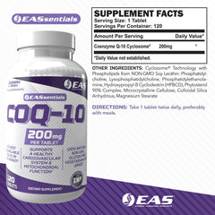 Close-up of COQ-10 200mg tablets for easy daily intake.
