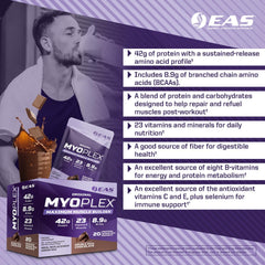 Prepared EAS Original Myoplex shake in glass for quick meal replacement.