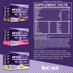 Experimental and Applied Sciences Myoplex tub front label showing 42g protein per serving.