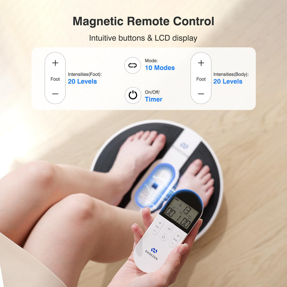 EaseZen EMS Foot Massager hydrogel electrodes ensure comfortable contact.