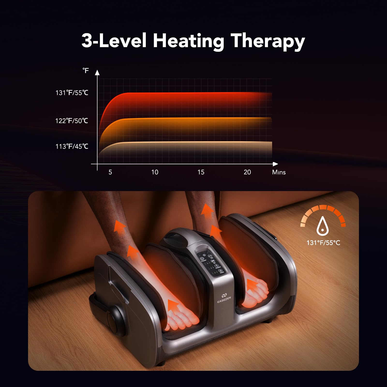 EaseZen massager heat settings provide gentle warmth for comfort
