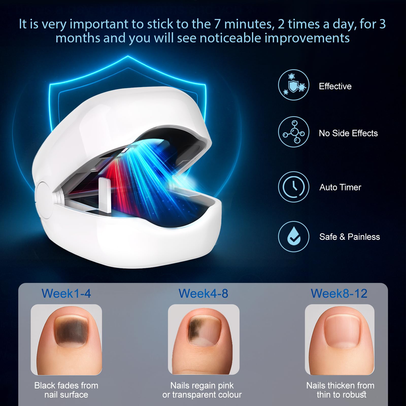 Easheal nail fungus laser device in use demonstrates at-home therapy session