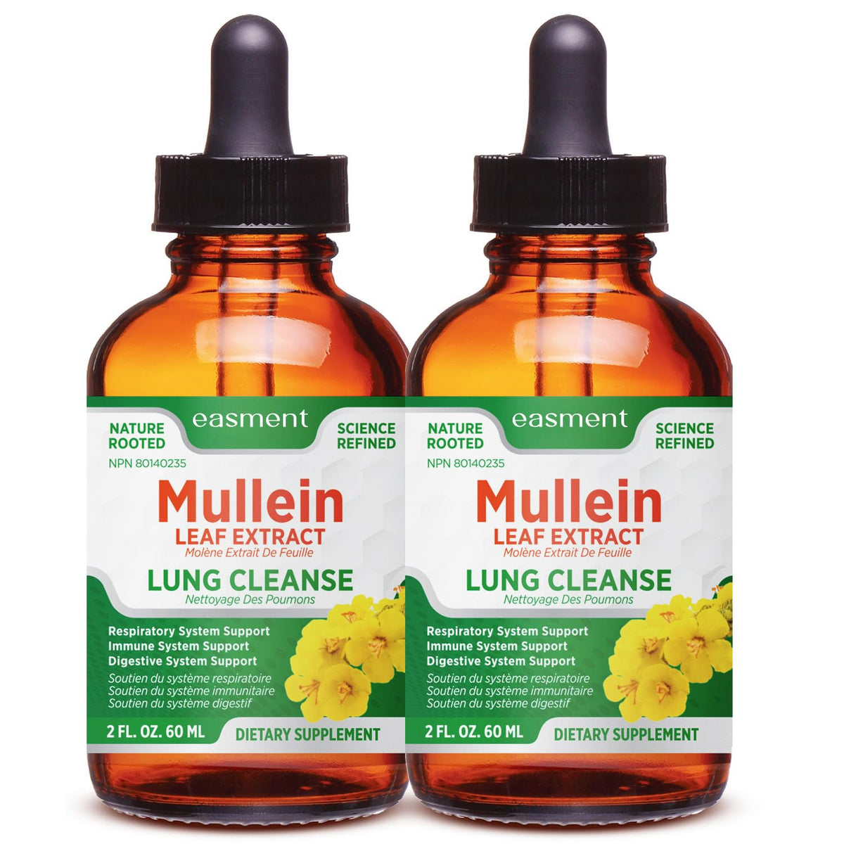 Easment Mullein Drops bottle front view for easy daily lung support