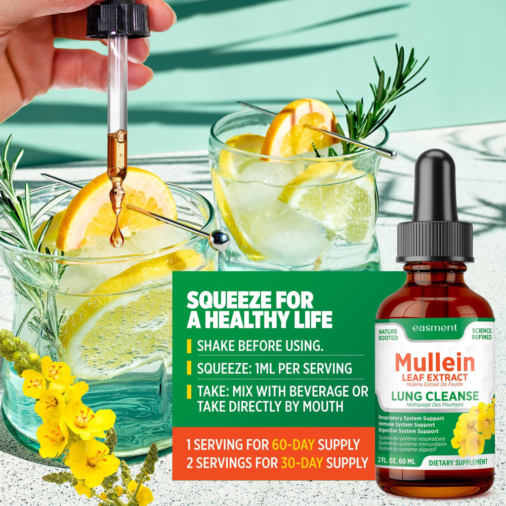 Easment Mullein Drops bottle in hand for portable daily use