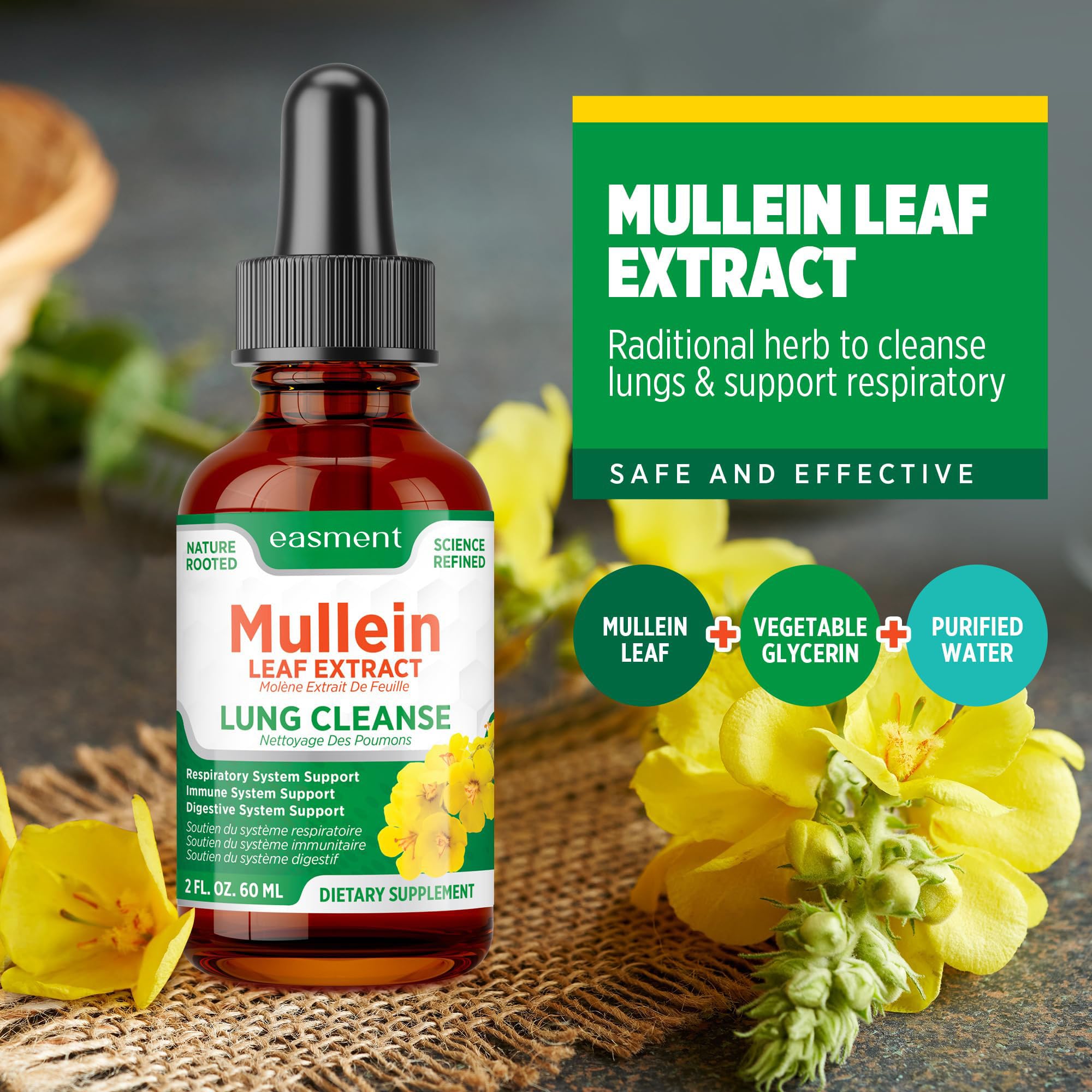 Easment Mullein Drops label close up showing minimal ingredients
