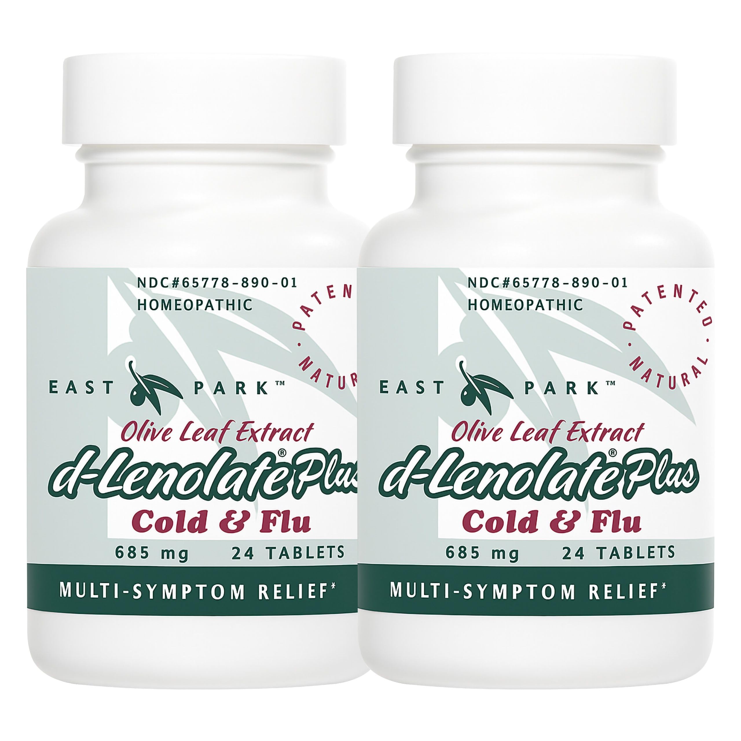 East Park D-Lenolate Plus bottle closeup highlighting easy dosing for adults and kids.