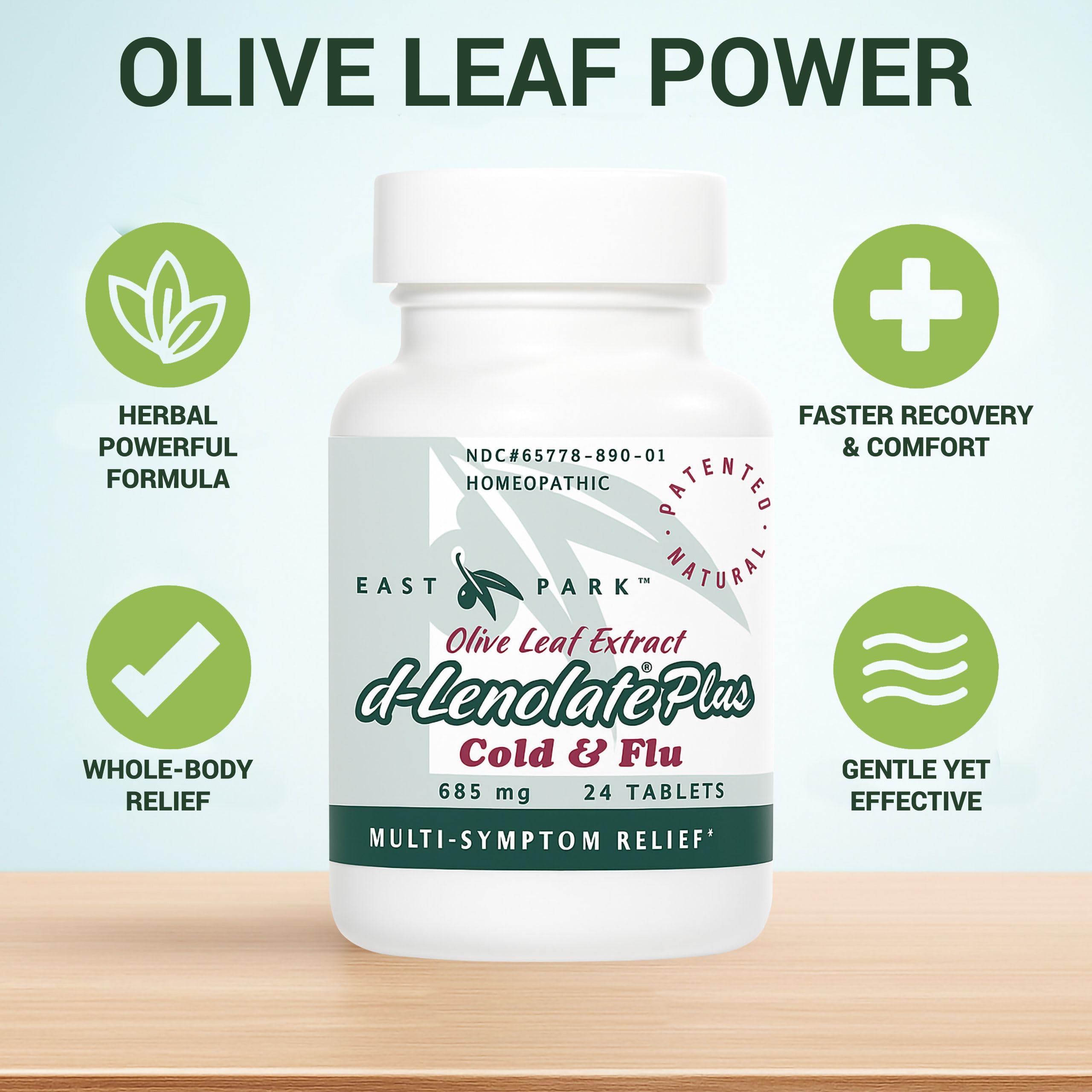 East Park D-Lenolate Plus family use scene promoting shared, non-GMO relief at home.