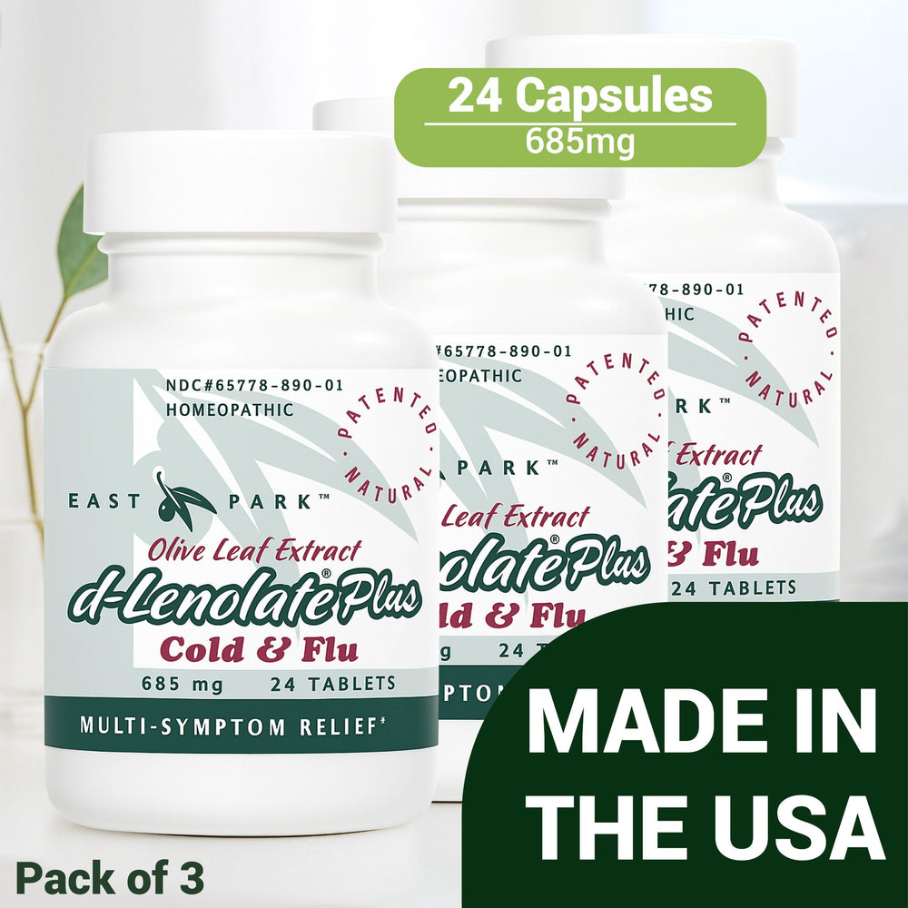 East Park D-Lenolate Plus non-GMO seal on box