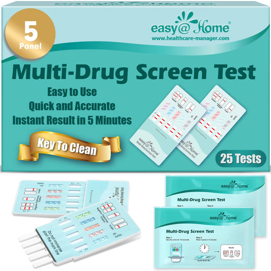 Easy@Home 5-panel urine-dip test kit enables quick at-home drug screening.
