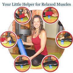 EasY FoxY ToY foam roller relaxes leg muscles after workouts.