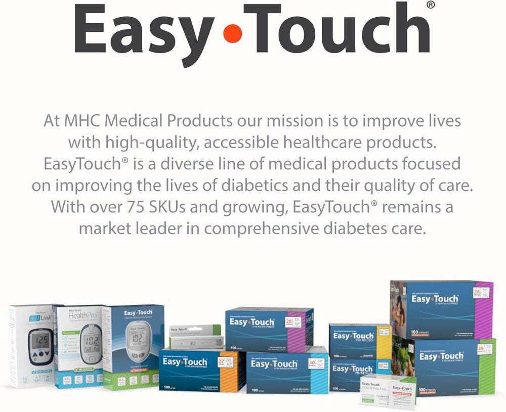 Easy Touch test strips ideal for home use and on-the-go testing.