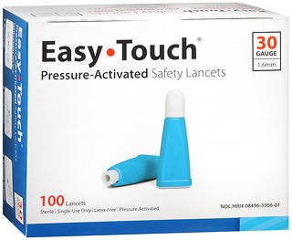 Easy Touch 30G lancet with pressure-activated safety for comfortable finger-pricks
