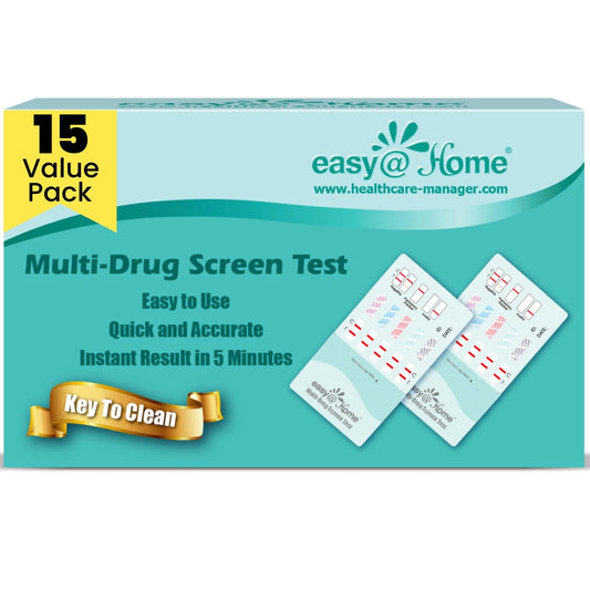 Easy@Home 5-panel test kit package for convenient home screening.