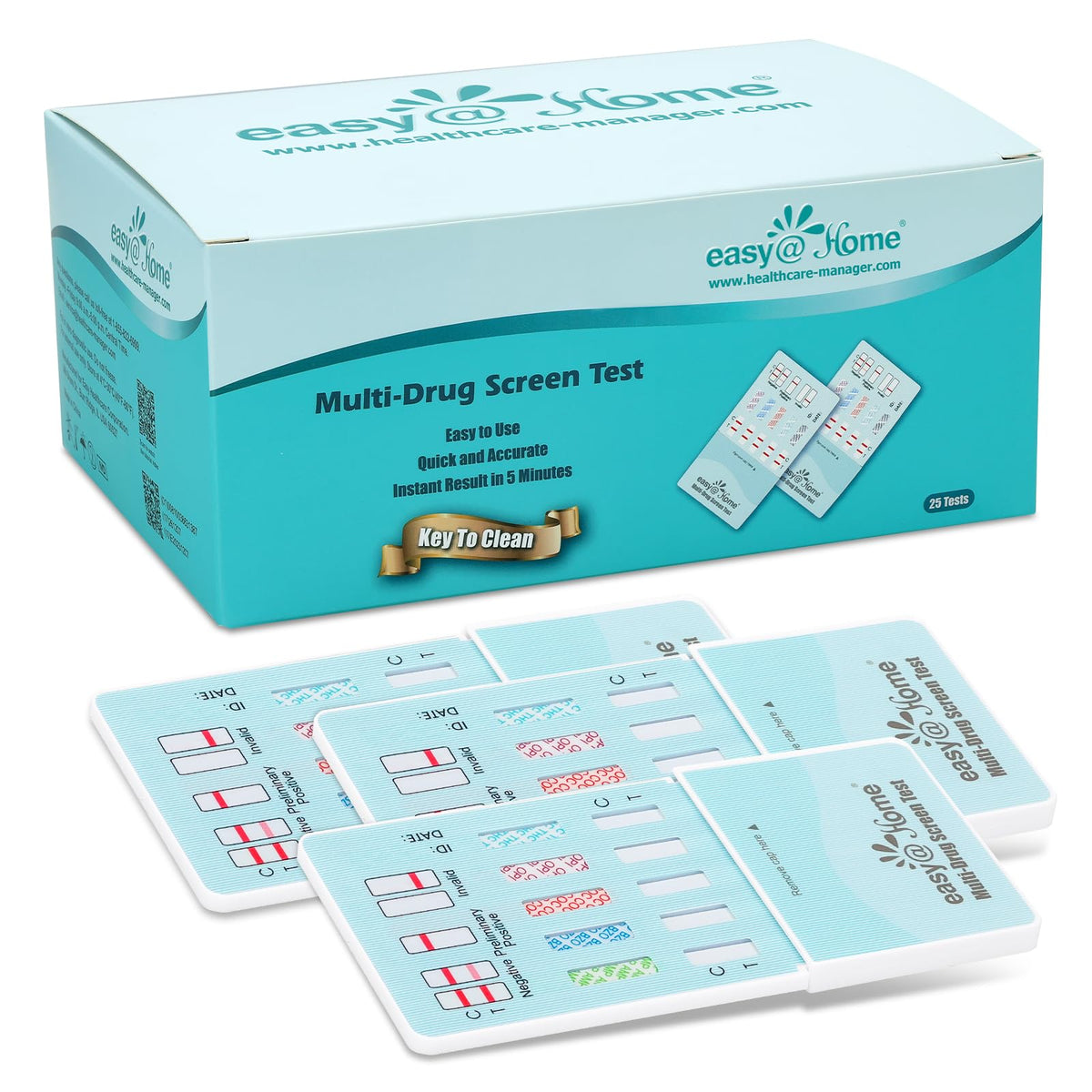 Easy@Home 5-panel urine test kit 25-pack front view for home testing.