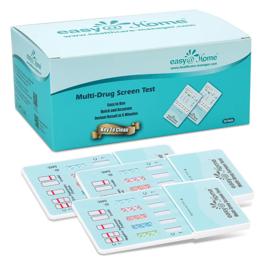 Easy@Home 5-panel urine test kit 25-pack front view for home testing.