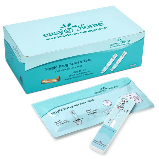 Easy@Home marijuana test kit box front for discreet at-home use.