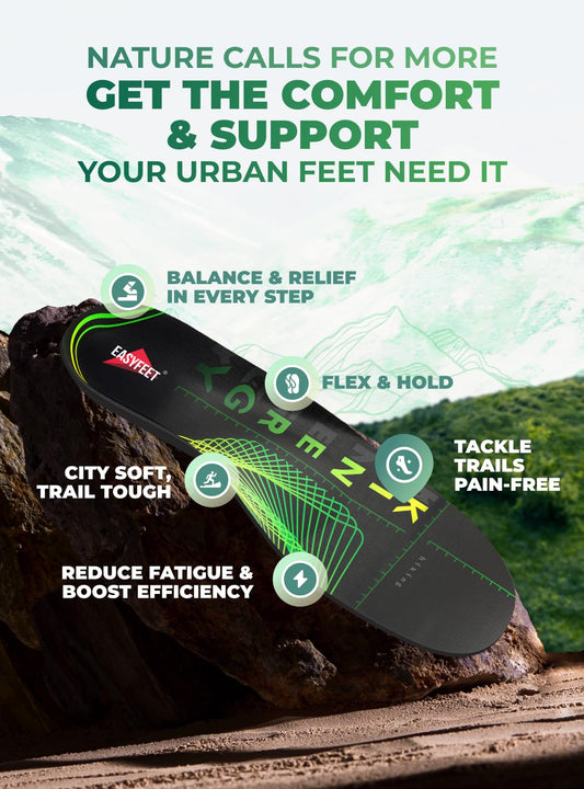EASYFEET EnerBoost energy-return insole enhances stride on long treks.