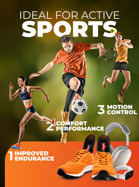 EASYFEET Flame Boost arch support closeup showing cushioning and stability during workouts